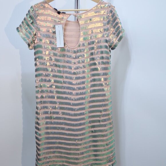 French Connection  Sequin Striped Mini Dress Size 4 NEW WITH TAG! - Picture 9 of 11